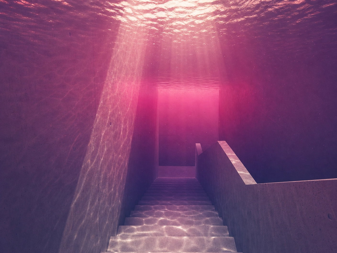 Unterwasser-Treppe in Pink und Violett
